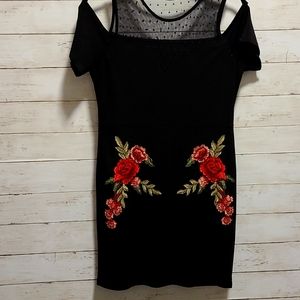 Beautiful black dress, floral pattern